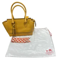 ◆COACH コーチ C1394-24202 タッセル付き レザー ハンドバッグ スカーフ付き イエロー レディース 鞄 中古品◆ kyQ20077N