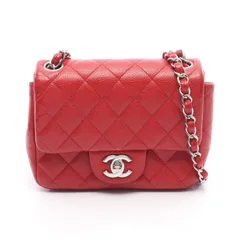 シャネル CHANEL ショルダーバッグ ミニマトラッセ レッド レザー カーフ（牛革） ミニマトラッセ チェーンショルダー レディース Used B
