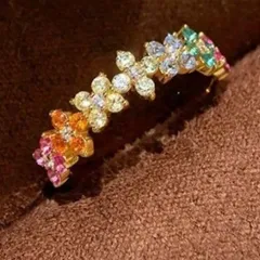 モアサナイトゴールデンクローバーリング   ■2752