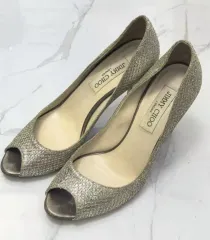 ジミーチュウ グリッター オープントゥ ヒール 37 5 正規品