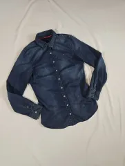 95 Tommy Hilfiger トミーヒルフィガー 韓国国内 正規品 レディース ヴィンテージ デニム シャツ 長袖 シャツ