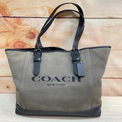 未使用級✨COACH トートバッグ キャンバス モス カーキ ロゴ C4017