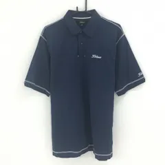 タイトリスト 半袖ポロシャツ ネイビー×白 格子織生地 ロゴ刺しゅう メンズ LL ゴルフウェア TITLEIST