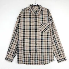 SPAO メンズ CHECK シャツ 長袖 ベージュ (L)