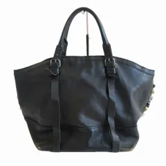 DIESEL ディーゼル オールレザー スタッズ 大容量 トートバッグ ブラック メンズ レディース 【中古】