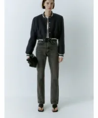 タグ付き 28サイズ) ザラ レディース デニム ハイウエスト ストレート ジーンズ