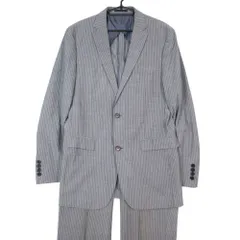 BURBERRY BLACK LABEL バーバリー ストライプ スーツ セットアップ テーラード ジャケット スラックス 42R/S グレー メンズ 【中古】