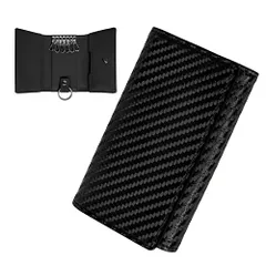 【JEANE.LIDYA】キーケース メンズ レディース カーボンレザー 6連フック スマートキー対応 車 軽自動車 防水 小さい 薄型 シンプル カードキー キーケースpms