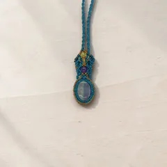 バイカラーフローライト マクラメチョーカー｜天然石 アジャスター付き ハンドメイド 1点もの｜アメジスト ペリドット シトリン【送料無料】