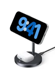 UGREEN Zapix Qi2 15W ワイヤレス充電器 2 in 1 Magsafe対応 イヤホン iPhone充電器 90°調整可能 磁気 無線 ワイヤレス急速 iPhone 17/16/15/14/13/12シリーズ & AirPods対応 LED表示