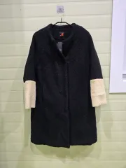 ブラック バイカラー ショート ボア コート F10388