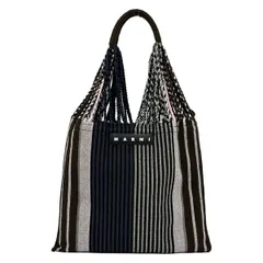 MARNI(マルニ) トートバッグ マルニマーケットハンモックバッグ ダークブラウン×ネイビー×マルチ ストライプ ウール