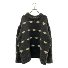 NKNIT / ンニット | 2022AW | ウール ハート 総柄 クルーネック ニット セーター | グレー/ホワイト | レディース