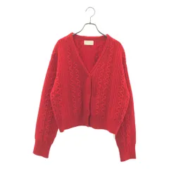 【美品】  Rosy Monster / ロージーモンスター | Cable Knit Cardigan / ロゴボタン ケーブル ニット カーディガン | F | レッド | レディース