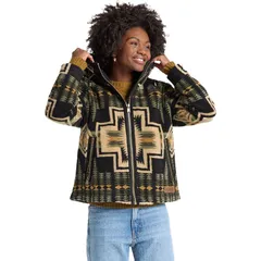 ペンドルトン レディース アウター ジャケット・ブルゾン フリース ジャケット Pendleton Foxglove Range Fleece Bomber Jacket Womens Green Tan Harding グリーン