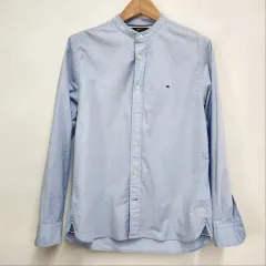 Tommy Hilfiger トミーヒルフィガー TH FLEX メンズ スタンドカラー シャツ スカイブルー M