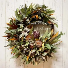 特大 ワイルドフラワー クレセントリース (直径約52cm) ドライフラワーリース ネイティブフラワー 三日月