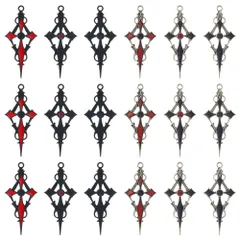  ハロウィン ゴシック風 チャームセット 6種24個 - エナメル十字架ピアス・イヤリング・ネックレス・ブレスレット・キーホルダー・壁飾りセット - カトリック・キリスト教・クラフト手芸・デコキット・ジュエリー作りキット