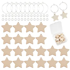 　20セット　木製　星　ワインチャーム　ワインマーカー　スター　グラスマーカー　木製　チャーム　タグ識別　ワイングラスチャーム　ワインチャーム　星型　シンボル　チャーム　パーツ　文字　パーツ　ピアス　垂れ飾り　イヤリング　シンボル　ネックレス　エナメル　ブレス