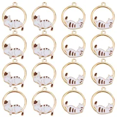 　猫の花　24個2種　猫　チャーム　ネコ　チャーム　可愛い　エナメル　チャーム　ペット　パーツ　合金　ピアス　ねこ　イヤリング　白色　猫　ネックレス　コーヒーカップ　ブレスレット　ネコ　キーホルダー　メタルパーツ　可愛い　招き猫　ヴィンテージ　アンチック　エナ