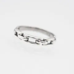 S176 ヴィンテージ 925刻印 リング チェーン デザイン シルバー 指輪 8-9号