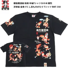 【国内正規品】爆裂爛漫娘 和柄 半袖Tシャツ RMT-350 爆烈 B-R-M 浮世絵 金魚づくし百ものがたり Tシャツ エフ商会 ブラックのサムネイル