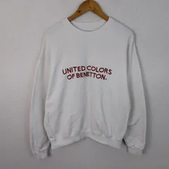 UNITED COLORS OF BENETTON. ユナイテッド カラーズ オブ ベネトン スウェット ロゴ刺繍 ホワイト 48サイズ メンズ 古着 ストリート モード