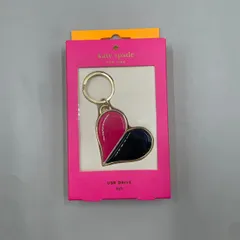 極美品　kate spade new york　ケイトスペード　キーホルダー　キーリング　USBドライブ　ハート　ゴールド金具　バイカラー　ピンク　黒　ブラック