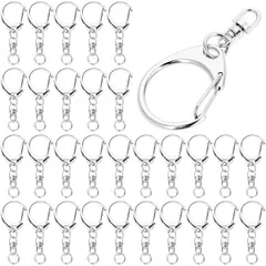 キーホルダー パーツ ナスカン キーホルダー パーツ キーホルダー アクセサリー ワンタッチ回転杖とナスカン付き丸杖 手作りキーホルダー 手作り素材 DIYアクセサリー (30個(シルバー)セット)