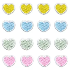 ワッペン アイロン ワッペン 小さなハート16個セット ファッション パッチ 修理 刺繍 アップリケ DIY 女の子 男の子 かわいい 装飾 (愛の形)