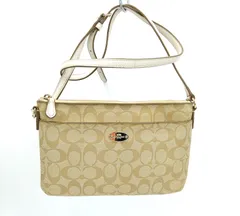 美品　シグネチャー　PVC コーチ　ショルダーバッグ　ベージュ　E-666
