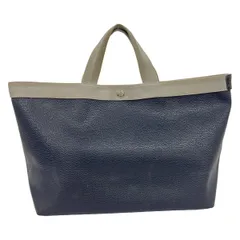 Herve Chapelier(エルベシャプリエ) トートバッグ コーテッドキャンバススクエアトートA4ML ダークネイビー×ライトグレー GPライン