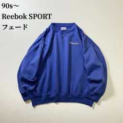 90s～ Reebok SPORT　フェード　肩ギャザー　刺繍ロゴ　スウェット　トレーナー　リーボック　パープルブルー　XL 古着