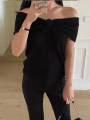 新品) セリーヌ＆リー オフショルダー ニット ブラック