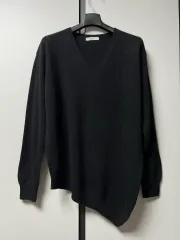 Vネック 裾 アシンメトリー ニット