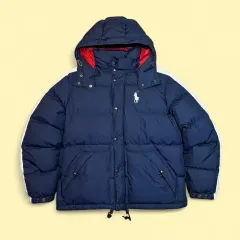 10s ポロラルフローレン ビックポニー ナンバー18 ダウンジャケット ネイビー/白