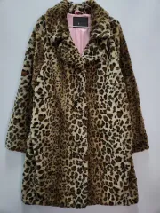 Y2K パンク ヒョウ柄 レオパード フェイクファー コート F