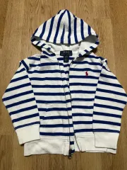ポロ ラルフローレン キッズ ストライプ フードジップアップ