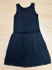 ブラック プリーツ ノースリーブ ONE PIECE