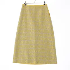ドゥロワー 23SS ツイード ラメ ロング ファンシー スカート 6524-299-1710 イエロー 36【中古】
