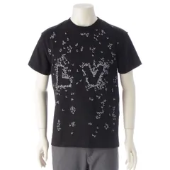 ルイヴィトン 22AW コットン LVスプレッドエンブロイダリー  半袖Ｔシャツ トップス ブラック XS【中古】