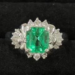pt900 刻印 エメラルド2.50ct ダイアモンド0.35ct 指輪 - メルカリ