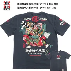 【国内正規品】爆裂爛漫娘 和柄 半袖Tシャツ RMT-349 爆烈 B-R-M 歌舞伎十八番 矢の根 Tシャツ エフ商会 ネイビーのサムネイル