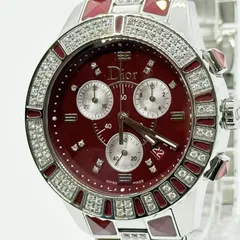 Christian Dior クリスチャンディオール クリスタル クロノグラフ SS ラバー  FN1124 CD11431FM001 レッド QZ メンズ 腕時計のサムネイル