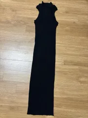 ZARA ザラ ブラック ゴージ リブ Long ロング ONE PIECE ワンピース ブラック xs-s