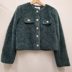 フリースノーカラージャケット グリーン