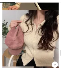 ゴージ ツーウェイ ニット ジップアップ ベージュ