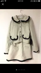 新品 ゴールド ファー カラー バイカラー POINT ツイード セットアップ セット ゲストルック デートルック