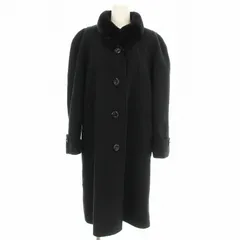 レリアン Leilian ロングコート スタンドカラー ファー 9 黒 ブラック /☆G