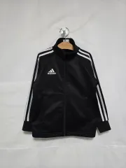 アディダス 起毛 トレーナー トラックジャージ ブラック ジップアップ ジャケット キッズ 5-6歳 1127